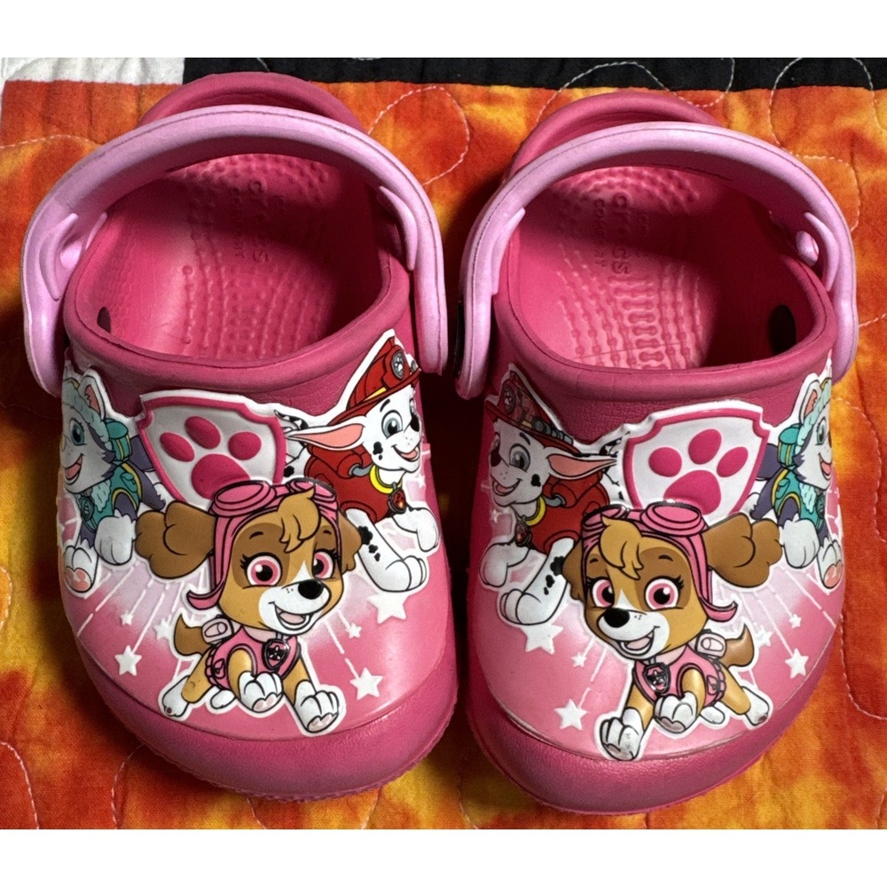 Crocs Pink Paw Patrol Clogs Water Shoes Skye Marshall Everest Size 4C